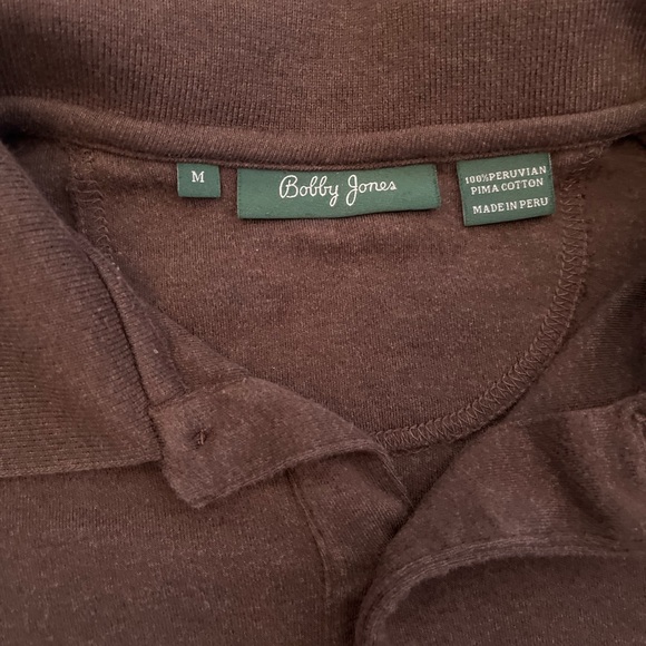 NWOT - Men’s Bobby Jones Brown Long Sleeve 3 button Polo Shirt - Size Medium - Picture 1 of 5